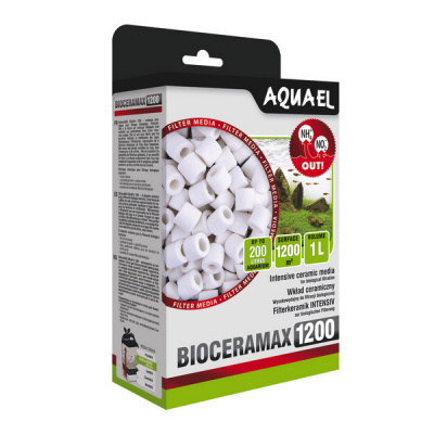 Наполнитель для аквариумных фильтров AQUAEL BIOCERAMAX 1200 (1 л) (стеклокерамика, кольца, 1200 м/л)